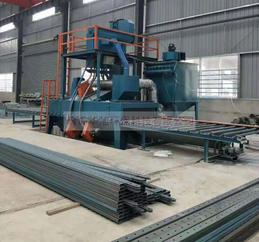 煙臺客戶定做的方管拋丸機，角鐵拋丸清理除銹設備